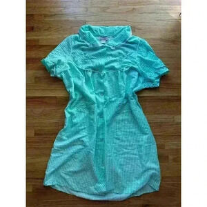 VINTAGE LATI FASHION Women Green White Plaid Embroidered Snap  Robe SZ 3XL